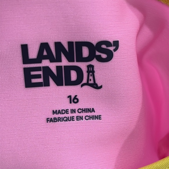 Land’s End lemon print pink and yellow rash guard swim top size 16 - Picture 6 of 6